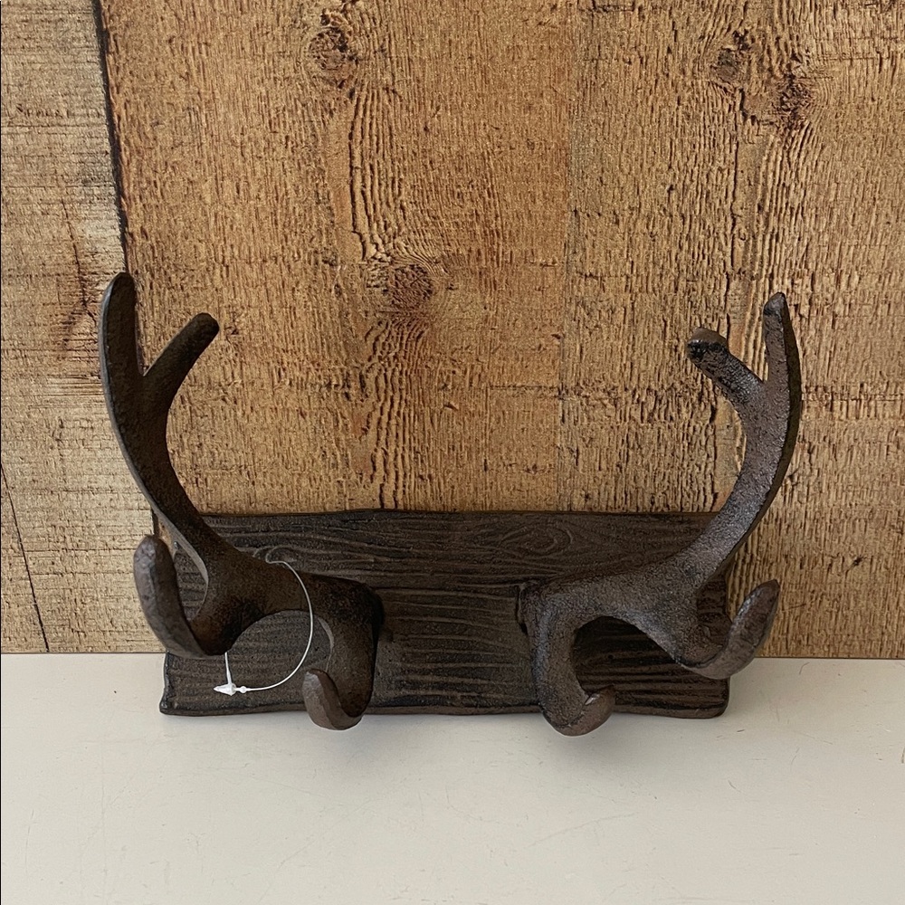 Rustic Cast Iron Deer Antler Wall Hooks